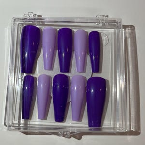 Long acrylic coffin nails- Purple Passion
