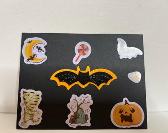 Halloween single panel card and envelope- Bat cave