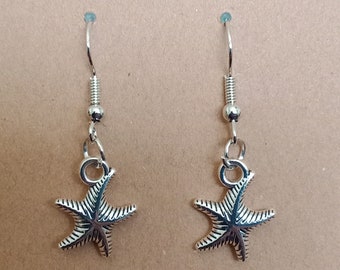 Dangle earrings- silver starfish