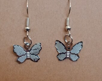 Dangle earrings- silver butterflies