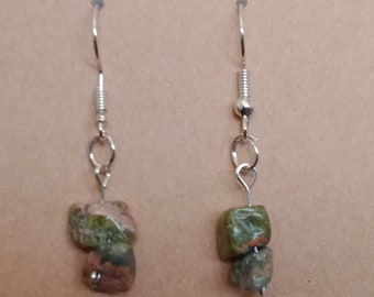 Dangle earrings- Unakite stone