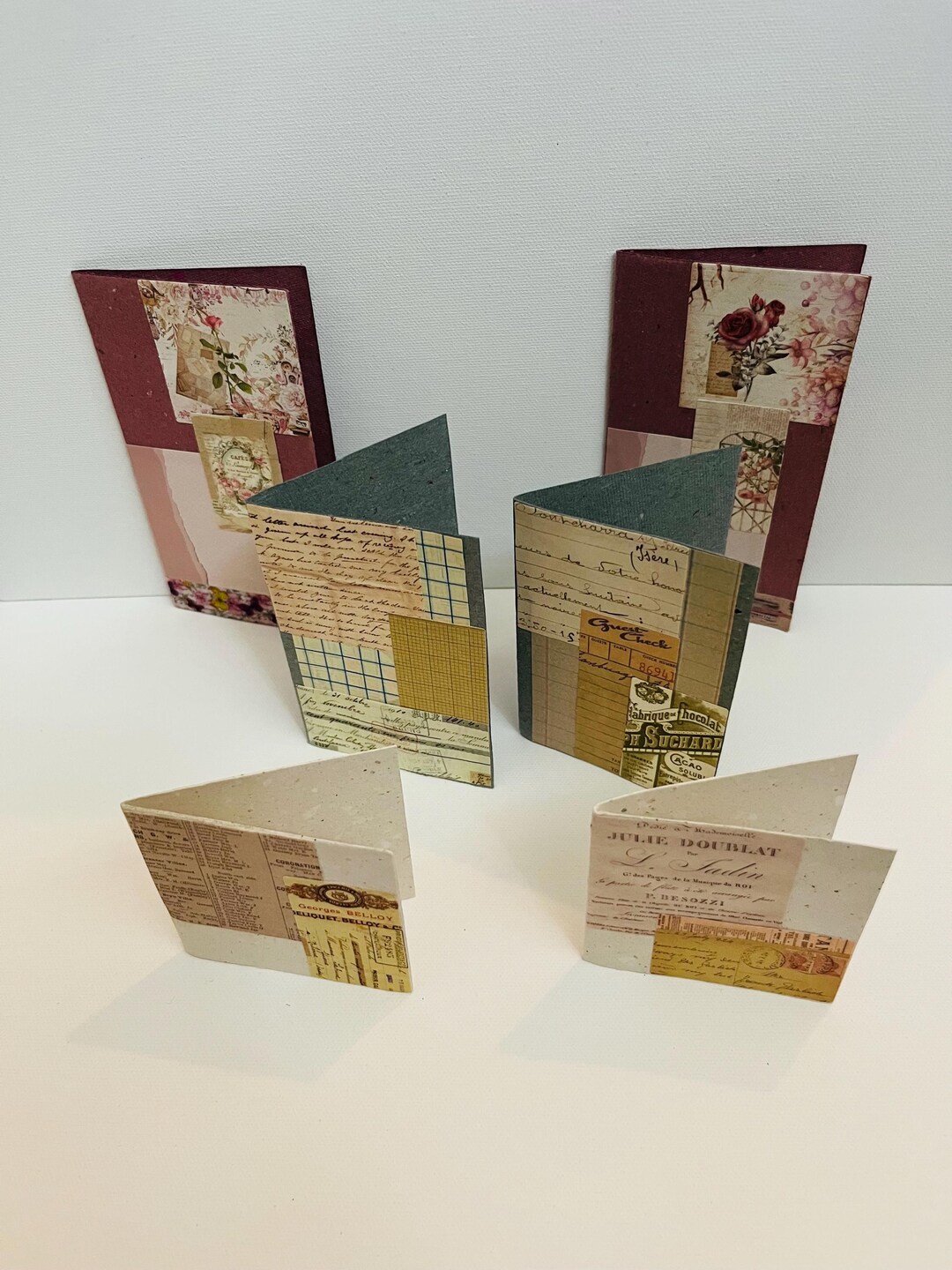6 Handmade Journal Cards With Vintage Ephemera on Front - Etsy