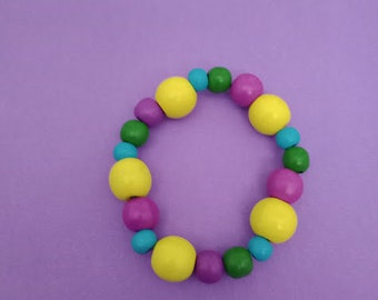 Multicolored beaded bracelet- wooden beads