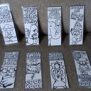 Laminated black and white animal bookmarks- set of 8