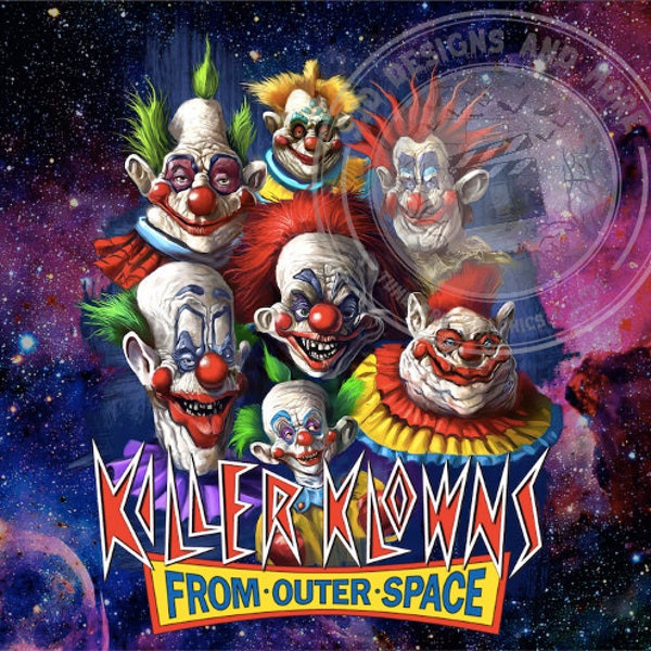 Killer Clowns From Outer Space Tumbler Wrap Sublimation, 20oz Skinny Straight Tumbler Design Digital Download PNG Instant DIGITAL ONLY