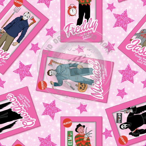 Pink Horror Movie Killer Cards Tumbler Wrap Sublimation, 20oz Skinny Straight Tumbler Design Digital Download PNG Instant DIGITAL ONLY