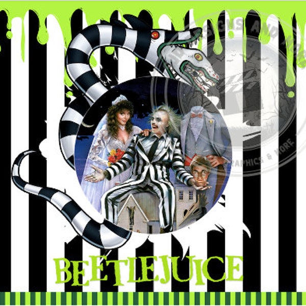 Beetlejuice Tumbler Wrap Sublimation, 20oz Skinny Straight Tumbler Design Digital Download PNG Instant DIGITAL ONLY