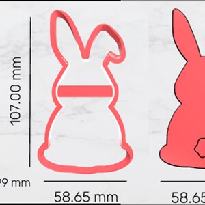 Digital STL Files 107mm Bunny Left Ear cookie/fondant/clay cutter & 2 tone stamp - 3D printing FILE DOWNLOAD only