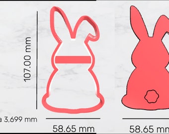 Digital STL Files 107mm Bunny Left Ear cookie/fondant/clay cutter & 2 tone stamp - 3D printing FILE DOWNLOAD only