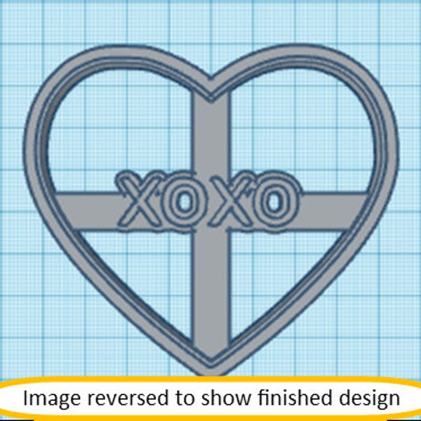 Digital STL File 79mm "xoxo" Heart Candy Combined Imprint Stamp & Cutter for fondant (cookies)/clay - 3D printing FILE DOWNLOAD only