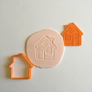 Digital STL Files 77mm Gingerbread House cookie/fondant/clay cutter & embosser stamp - 3D printing FILE DOWNLOAD only