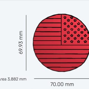 Digitale STL Dateien 70 mm 2,75" USA Amerikanische Flagge Ausstechform Ausstechform für Fondant und Ausstechform & 2-farbiger Stempel - 3D Druck DATEI zum DOWNLOAD