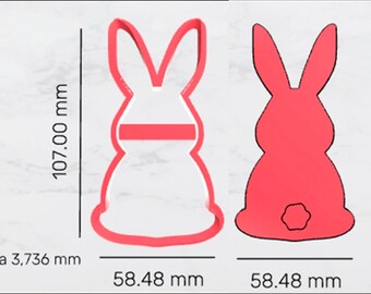 Digital STL Files 107mm Bunny cookie/fondant/clay cutter & 2 tone stamp - 3D printing FILE DOWNLOAD only