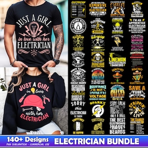 140+ Designs Electrician Bundle Png, Electrician Png, Electrician Quotes Png, Retro Electrician Png, Vintage Electrician Png, Commercial Use