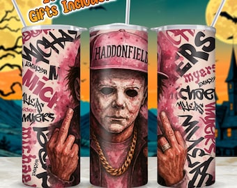 Vaso de terror de hip hop de 20 oz (PNG), envoltura de Horror Killers (PNG), vaso de películas de terror (PNG), envoltura de Halloween (PNG), personajes de terror, uso comercial