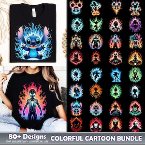 80+ Designs Colorful Cartoon PNG Bundle, Cartoon Characters PNG, Cartoon Movies Clipart, Princess Png, Superhero Png, Horror, Commercial Use