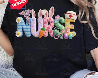 Easter Bow Nurse Crochet Png, Latch Hook Yarn Bow Bunny Easter Day Png, Coquette Pink Stethoscope Faux Yarn Easter Day Png, Commercial Use