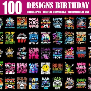 100種類のデザイン バースデーバンドル PNG、ハッピーバースデー PNG、バースデーの格言 PNG、バースデーの名言 PNG、バースデーガール、バースデーパパ、商用利用