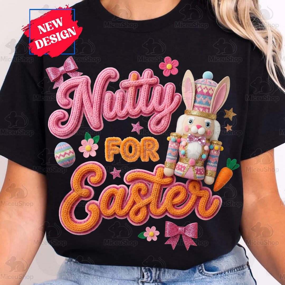 Nutty for Easter Crochet Png, Latch Hook Yarn Bow Easter Day Png ...