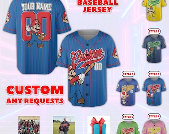Custom Super Mario Characters Baseball Jersey, Custom Super Mario Lover Gifts, Custom Family Matching Shirts, Personalized Mario Jersey 2026