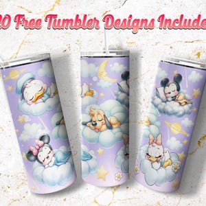Schattige slapende cartoon beker wrap png, stripfiguren 20oz magere beker png, cartoon Sweet Dream wrap png, slaperige cartoon wrap png