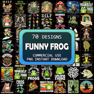 70 Funny Frog Png Designs Bundle, Frog Lovers Png, Frog Meme Png, Funny Animal Png, Humorous Shirt Designs, Digital Download