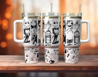 Envoltura de vaso de 40 oz con personajes de películas (PNG), 2 piezas de envoltura de 40 oz con personajes de Halloween (PNG), Vaso de 40 oz con películas de dibujos animados (PNG), Diseños de sublimación