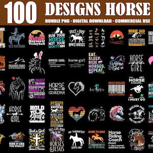 100 Designs Horse PNG Bundle, Western Horse Png, Boho Wild Horse Png, Animal Farm Png, Cute Horse Png, Horse Quotes Png, Commercial Use