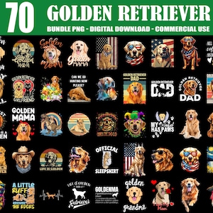 70 Designs Golden Retriever Bundle Png, Pet Lover Gift, Cute Golden Retriever Png, Funny Golden Retriever Png, Cute Puppy Png,Commercial Use