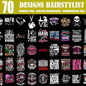 70 Designs Hairstylist Png Bundle, Hair Stylist Png, Hairdresser Png, Hair Hustler Png, Best Hair Stylist Ever, Wavy Stacked, Commercial Use