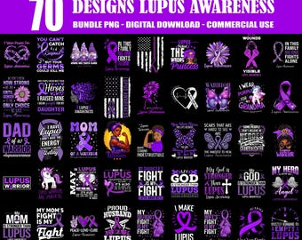 70 Designs Lupus Awareness PNG Bundle, Lupus Cancer Png, Lupus Warrior Png, Purple Ribbon Png, In May Wear Purple Png, Commercial Use