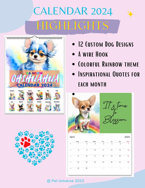 Dog Calendar 2024 Chihuahua Physical Product - Etsy