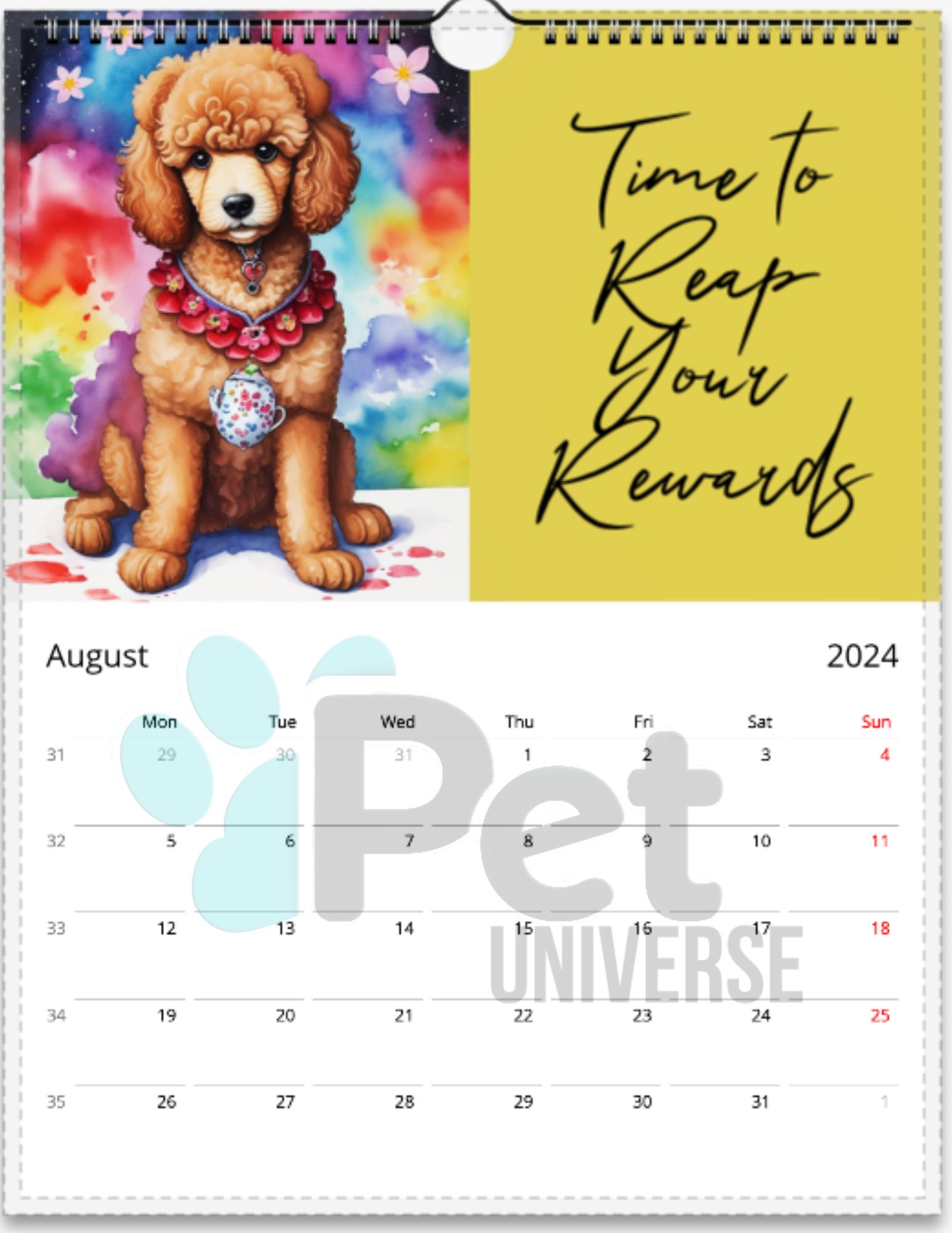 Dog Calendar 2024 Poodle Physical Product Etsy