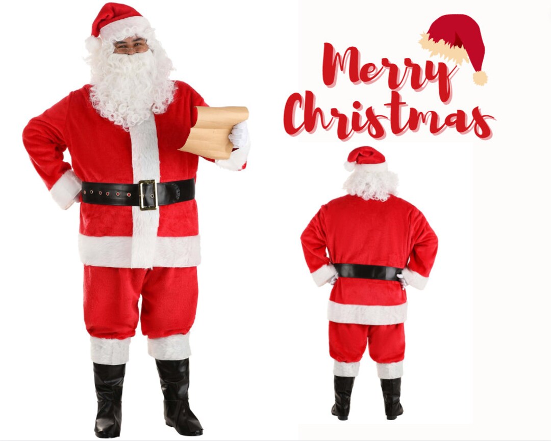 Plus Size Deluxe Red Santa Claus Costume for Men Holiday Etsy