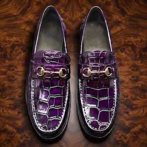 Purple and Gold Dress Shoes Men