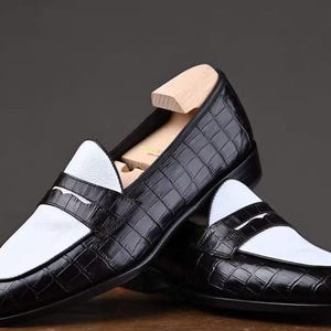 Black and White Penny Loafers - Etsy Black and White Penny Loafers - Etsy