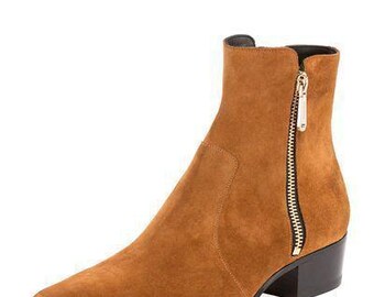 Bespoke Men’s Handmade Brown suede jodhpur boot, men’s formal elegant boots