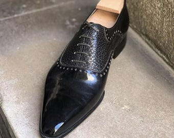 Bespoke Men’s Handmade Black Wholecut Oxford Leather shoes, men’s dress up formal laced up shoes