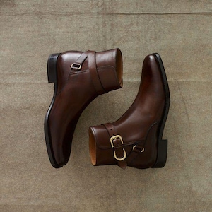 Men’s handmade brown leather ankle Jodhpur boots with buckle strap, elegant classic formal boots for stylish wear