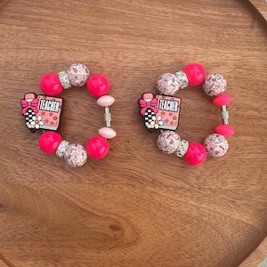 Teacher Cup Charm: Pencil & Notebook Beads - Tumbler Handle Accessory