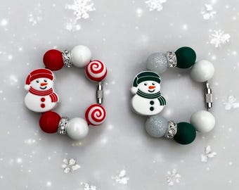 Winter tumbler cup handle charm, Snowman cup charm, Gift for her, stocking stuffer, Winter Wonderland charm
