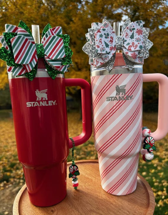 Accessory Set for Stanley, Christmas Bow Straw Topper, Christmas Cup Charm  - Etsy