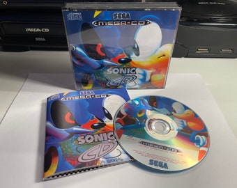 Sonic CD PAL Style MegaCD Jewel Case and Manual reproduction.