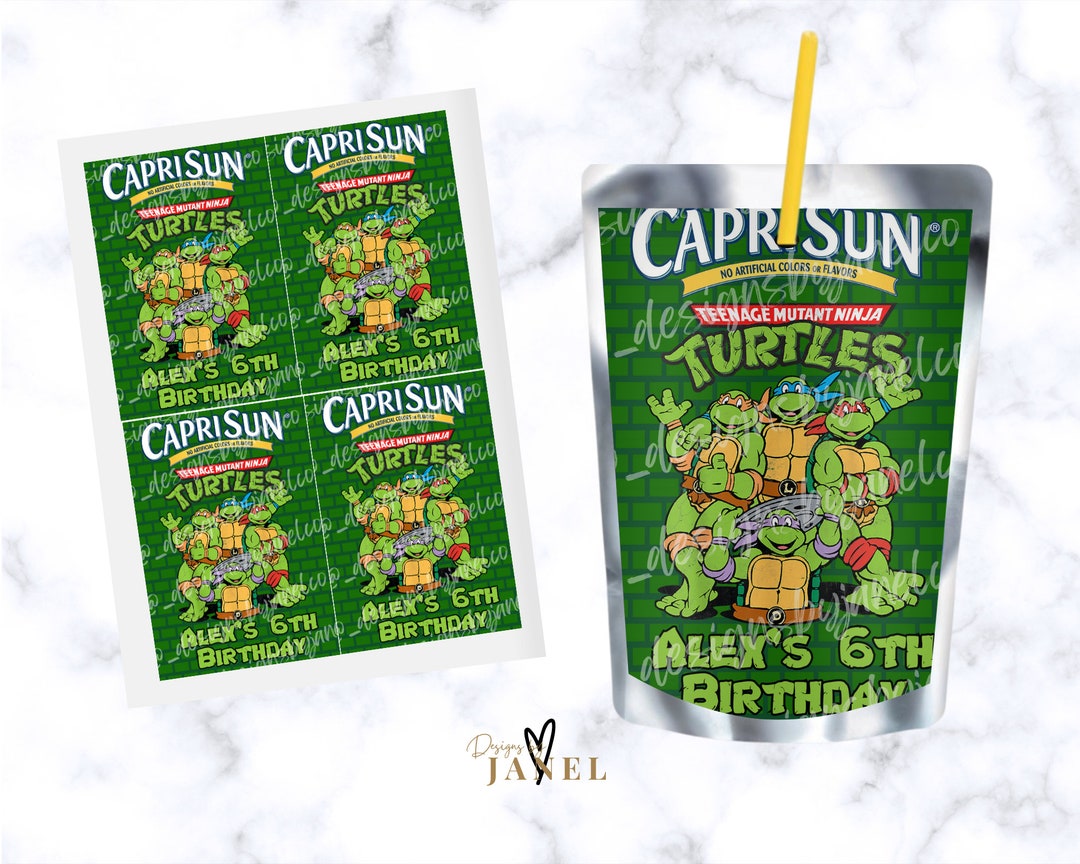 Tmnturtle Caprisun Labels Printable Template Kids Birthday Party Favors ...
