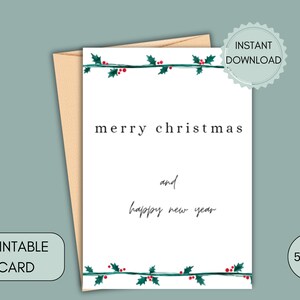 Tarjeta de felicitación navideña festiva: Feliz Navidad NYE Diseño elegante y minimalista para la alegría y el amor con familiares y amigos con descarga digital