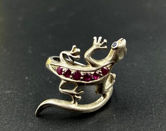 Natürlicher Rubin Edelstein Eidechse Ring in 925 Sterling Silber Designer Ring Handgemachter Rubin Ring Antiker Ring Chistmas Geschenke