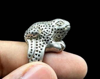 Big Crouching Frog Ring in 925 Sterling Silver Frog Cocktail Ring From Bali Handmade Ring Animal Jewelry Gift For Her