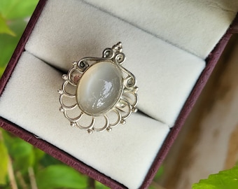 Rainbow Moonstone Ring, 925 Sterling Silver Ring Handmade Ring, Statement Ring, Gemstone Ring, Boho Ring, Large Moonstone Ring Gifts For Her