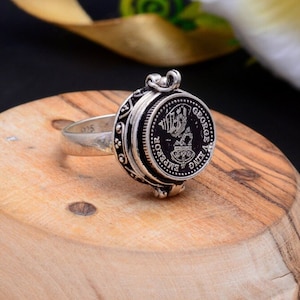 925 Sterling Silver Poison Ring, Unique Hidden Box Ring, Birthday Gift, Locket Ring, Poisoner Ring, Antique Silver Ring, Secret Compartment