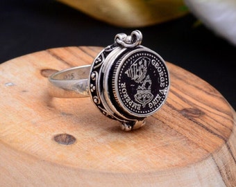 925 Sterling Silver Poison Ring, Unique Hidden Box Ring, Birthday Gifts, Locket Ring, Poisoner Ring, Antique Silver Ring, Secret Compartment
